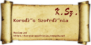 Korsós Szofrónia névjegykártya